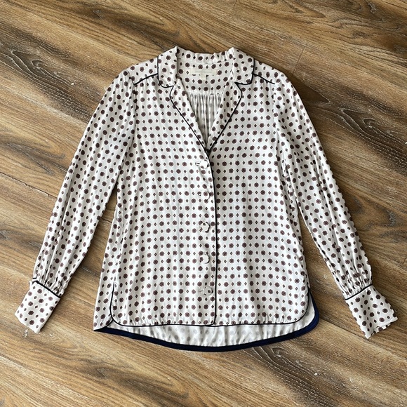 Jonathan Simkhai Button Front Printed Blouse - Picture 1 of 16